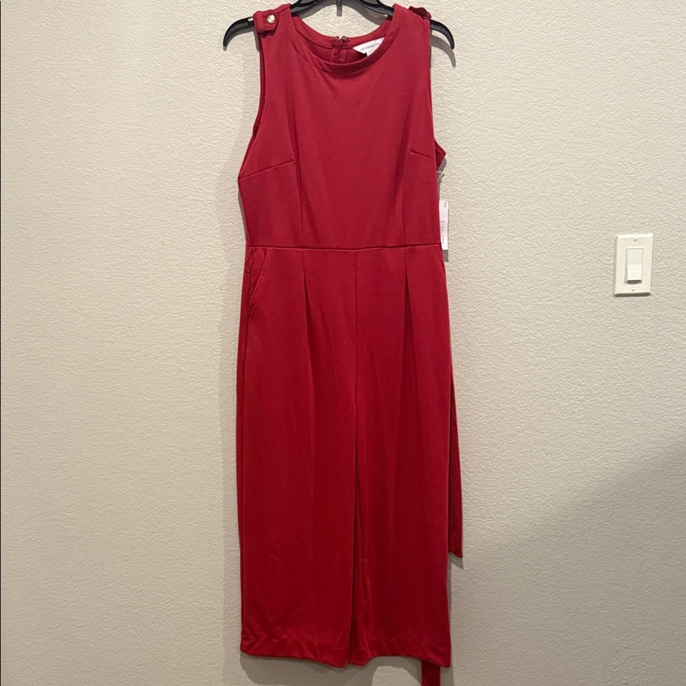 Liz Claiborne Sleeveless Red Midi Jumpsuit Dress